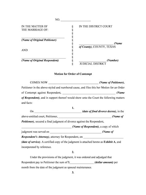 Motion for Contempt Texas PDF Form Fill Out and Sign Printable PDF