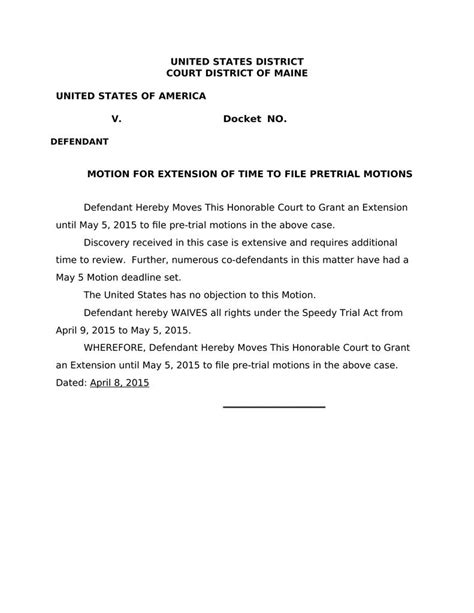Motion for Extension of Time to File Motion Attorney Docs