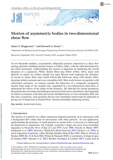 Motion of asymmetric bodies in two-dimensional shear ﬂow