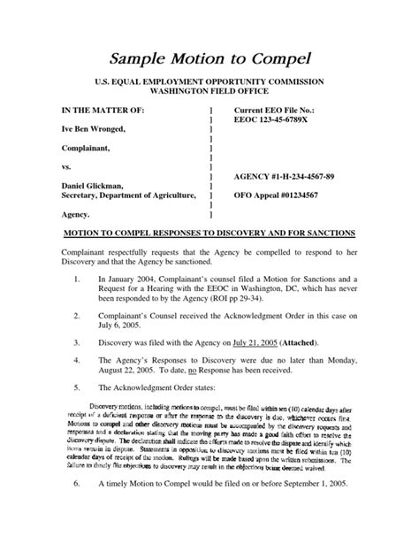 Motion to Compel Motion To Compel Equal Employment Opportunity