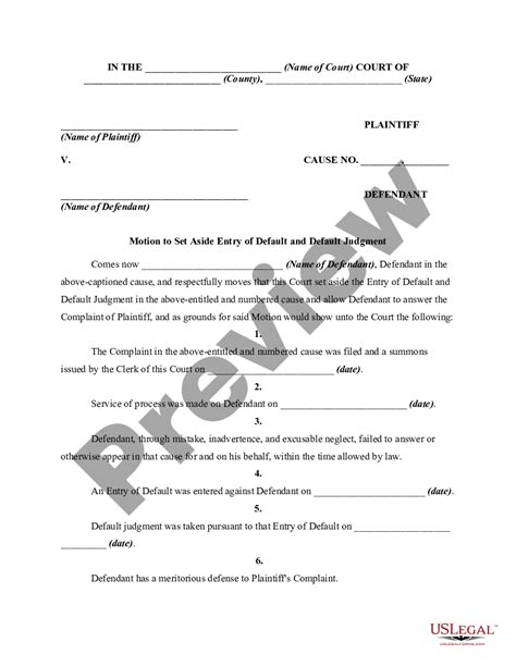 Motion to Set Aside Entry of Default and Default Judgment Motion To