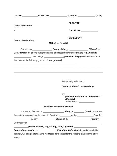 Motion to recuse judge template Fill out & sign online DocHub
