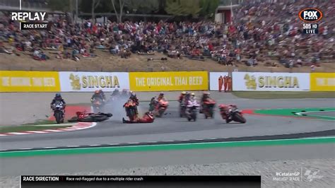 MotoGP leader Francesco Bagnaia avoids major injury after nasty crash at Catalunya GP