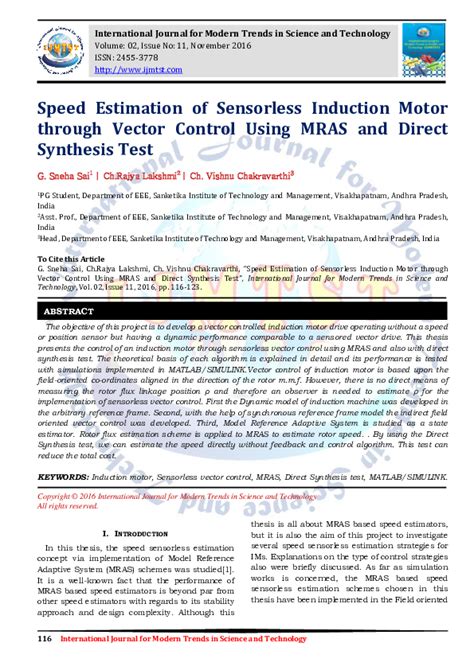 Motor Of Speed Induction A In Sensorless Estimation An