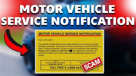 Motor Vehicle Service Notification: Scam or Legit? - Complete Car