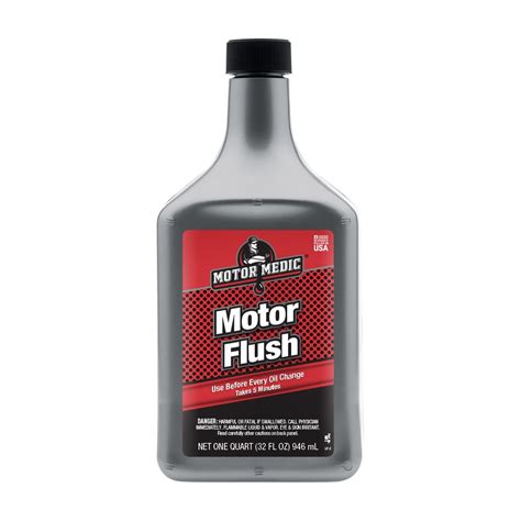 Motor medic motor flush 30oz. Five minutes. that's all it takes to safely flush out engine-destroying sludge, deposits and contaminants that rob your engine of power and efficiency. Motor medic motor flush helps restore your vehicle's lost performance and extend your engine's life. Use it before every oil change. 