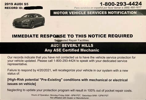 Motor vehicle services notice. Aug 12, 2020 · In the letter, you are urged to take advantage of an offer to extend your warranty coverage for your vehicle up to 100,000 miles. The letter also states that your initial warranty is about to expire. The letter provides a toll-free number to call (1-800-639-9440) in order to take advantage of the generous coverage being provided. 