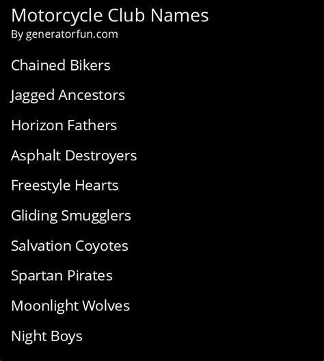 Motorcycle Club Name Generator - Generate a Random Motorcycle Club Name