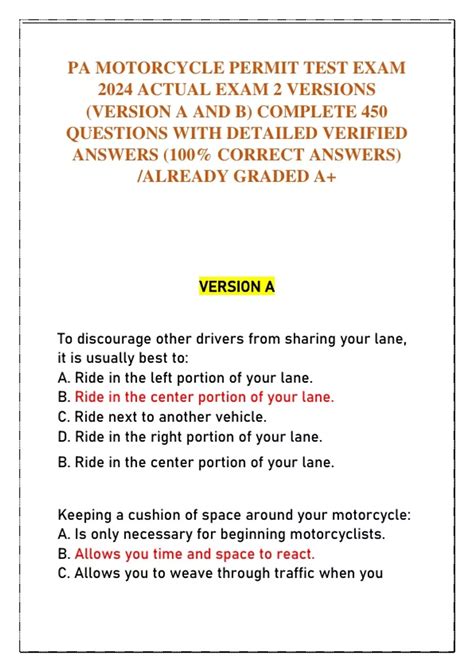 Motorcycle Permit Test Questions And Answers