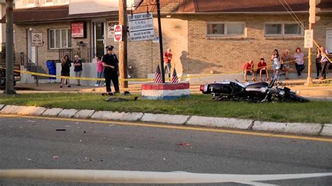 1 in critical condition after motorcycle crash in …. A car and motorcycle collided causing the mangled bike to be thrown up onto the sidewalk.. 