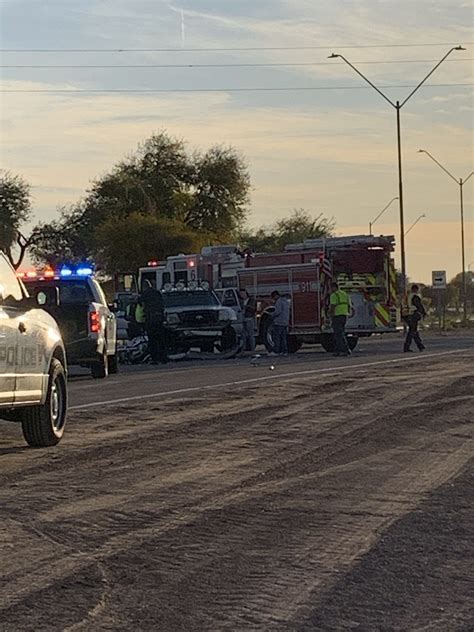 Motorcycle accident yuma az today. One person killed, one injured, and Joseph David Knowles, 26, charged in rear-end crash at Jackrabbit Road and Yuma Street in Buckeye, Arizona. Mon, 07/11/2016. Car Accident. Maria Del Carmen Chavez, 31, and boy, 4, killed, and several injured in rollover car collision on Interstate 10 near Buckeye, Arizona. 