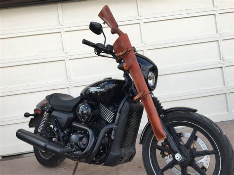 Safely, easily and store your gun while riding your motorcycle. Our patented motorcycle gun storage compartment bolts onto your motorcycle frame easily to conceal your gun while being easily accessible while riding.. 