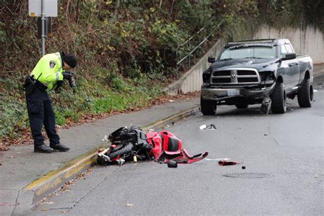 Motorcyclist critically injured in crash involving pickup truck