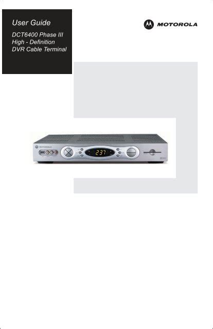 Motorola Dvr 3416 User Guide