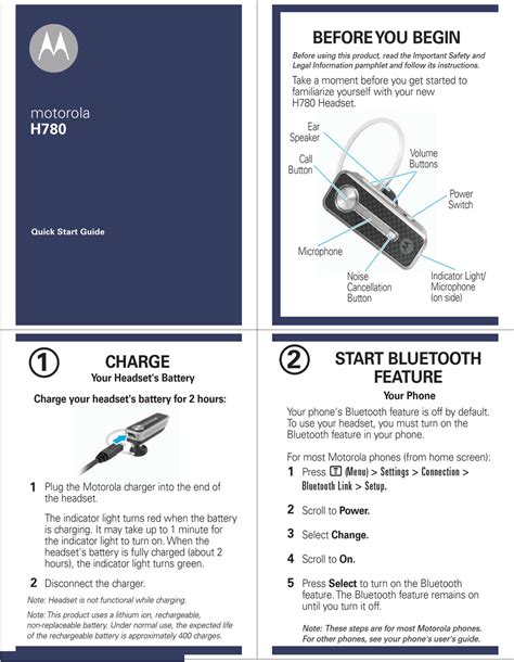 Motorola H780 Quick Start Guide