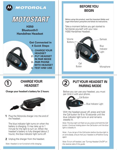 Motorola h350 bluetooth wireless headset manual. - Motorola h350 bluetooth wireless headset manual.