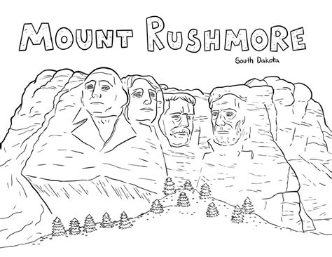 Mount Rushmore Coloring Shee