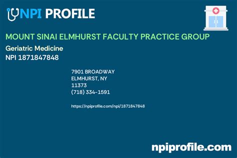 Mount sinai npi. Based in Rego Park, NY, Dr. Kerry Li is a family physician and primary care doctor. She earned her medical degree from the New York Institute of Technology, New York College of Osteopathic Medicine. She then completed a residency in family medicine at Nassau University Medical Center. Dr. Li caters to patients of all ages, from infants to seniors, at … 