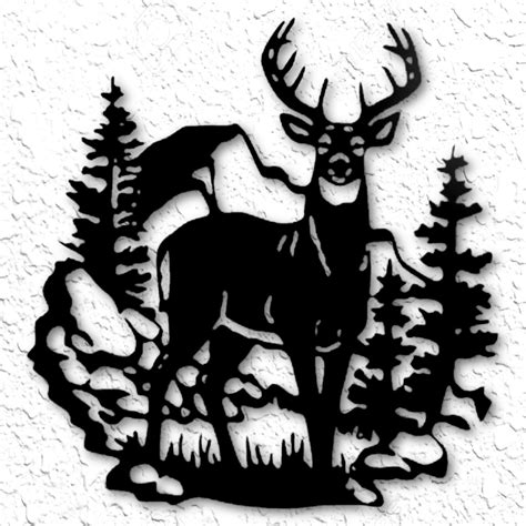 Mountain Cabin Deer Silhouette