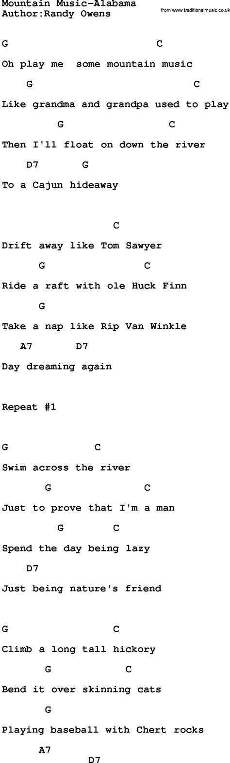 Mountain Music lyrics chords Alabama