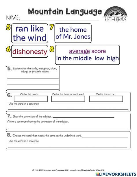 Mountain Sheet Answer Language