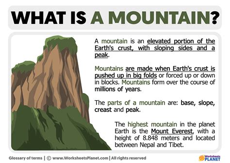 Mountain definition geography.  Define mountain.  Learn more.  Mountains are formed of...