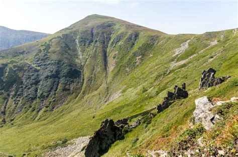 Mountain in the Form of a Triangle. Green Mountain. Stock Image Image