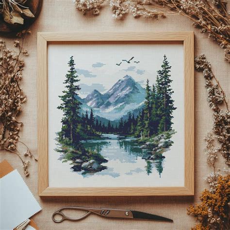 Mountain outline cross stitch.  Check out our mountain cross stitch patterns selection f...