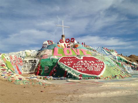 Mountain salvation. Salvation Mountain is located in the lower desert of Southern California in Imperial County just east of the Salton Sea and about a hour and a half from Palm Springs. Salvation Mountain is Leonard's tribute to God and his gift to the world with its simple yet powerful message: "God Is Love." 