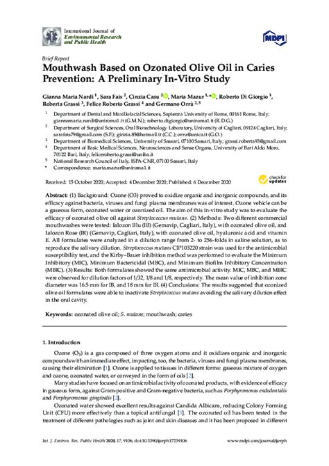 Mouthwash Based on Ozonated Olive Oil in Caries Prevention: A ...