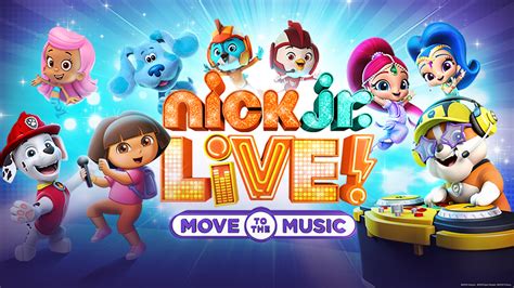 You're invited to sing, dance, clap, cheer and move to the music with your friends from Bubble Guppies, PAW Patrol, Dora The Explorer, Shimmer and Shine, Blue's Clues and You, Blaze and the Monster Machines and Top Wing in an unforgettable musical spectacular Nick Jr. Live! "Move to the Music. The Musical event will be held on January 7th and 8th at 6 pm. Tickets are now on sale at the ...