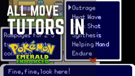 Move tutors pokemon emerald. The Safari Zone is located within Route 121 and contains a variety of Pokémon not typically found within the Hoenn region. Originally, it has four areas. The two bottom ones can be accessed at any time. The northwest one requires the Mach Bike while the northeast one requires the Acro Bike. In Emerald, two more areas open up after the National ... 