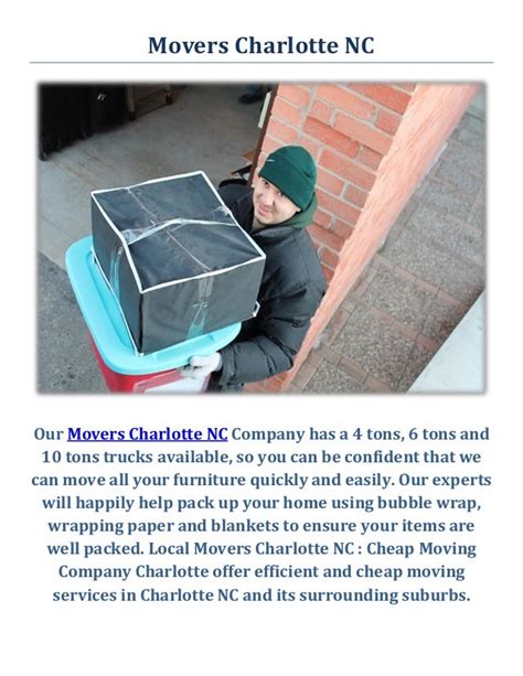 Movers in charlotte. Specialties: Family Owned and operated Business, dedicated to serve all the Carolinas Moving needs!! We offer a Service move where our movers Load your items into the truck, drive it to the destination and unload with extremely care into your new place! Established in 2019. We are a Cuban and Argentinian family and we truly care about the necessities … 