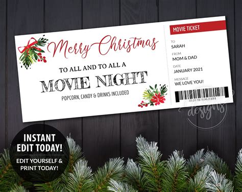 Movie Tickets For Christmas Gifts