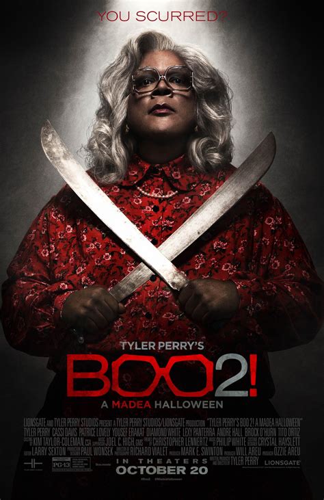 Movie boo 2 madea. A Madea Halloween. Boo 2! A Madea Halloween. Madea and the gang encounter monsters, goblins and boogeymen at a haunted campground. Released: 2017-10-20. Genre: Horror, Comedy. Casts: Tyler Perry, Cassi Davis, Diamond White, Yousef Erakat, Patrice Lovely. Watch Boo 2! A Madea Halloween Online Free. 