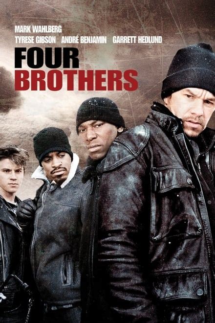 Movie four brothers. Even though the four men were adopted and are of different races, you will see their love and interaction as brothers. This is an adult family movie with a lot of humor, action and realistic brutality. The storyline has it all, a crime boss, hired killers, good and bad cops, corrupt politicians, and victims. 