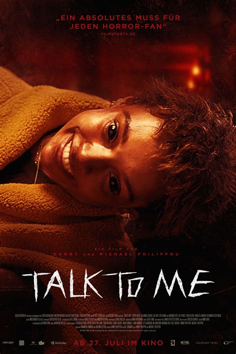 Movie talk to me. Aug 1, 2023 · Sue apologizes and tells Mia she’s family. Alone with Riley, Mia’s spirit vision kicks in and she sees the ghost that’s in possession of Riley’s body—a terrifying, gleeful old man. Mia flees with Riley in a wheelchair. Jade had gone to meet Mia at her house, discovered Max, then hurried back to the hospital. 