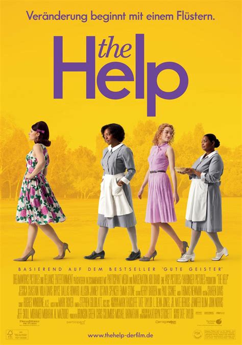 Movie the help. Cast Jessica Chastain, Viola Davis, Bryce Dallas Howard, Allison Janney, Chris Lowell. Director Tate Taylor. In 1960s Mississippi, Southern society girl Skeeter turns her small town on its ear when she interviews the black women who have spent their lives taking care of prominent white families. 
