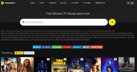 Movies 4k to. Following the criteria laid out below, these are the 10 best torrent sites for movies in 2024. 1. YTS - Overall Best Torrent Site for Movies in 2024. Movie Genres. Action, adventure, animation, comedy, drama, horror, thriller, sci-fi, western, and more. Movie Sorting. 