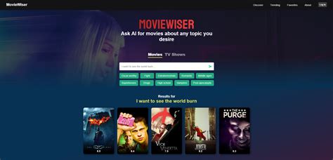 Moviewiser. Welcome to Moviewiser - an AI-based Movie and Series Aggregator and Recommender. Discover personalized recommendations for movies and series, organize your favorites, and find related content. 