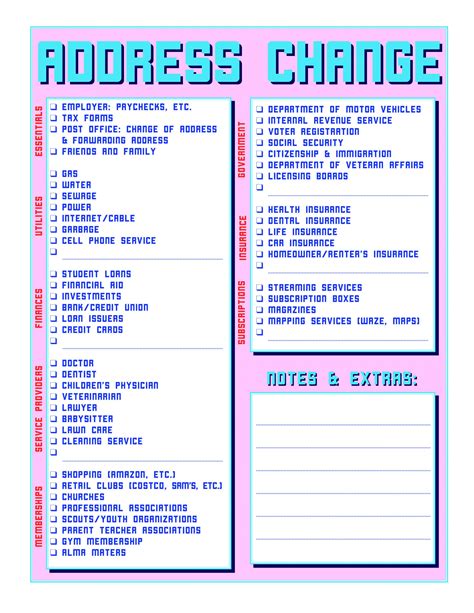 Moving Checklist Printable