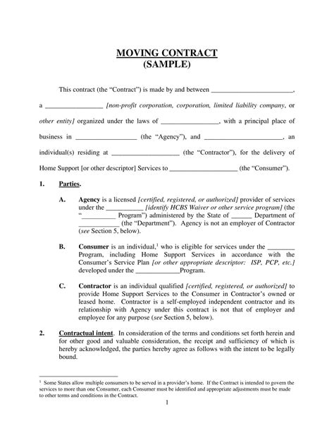 Moving Contract 9+ Examples, Format, Pdf Examples
