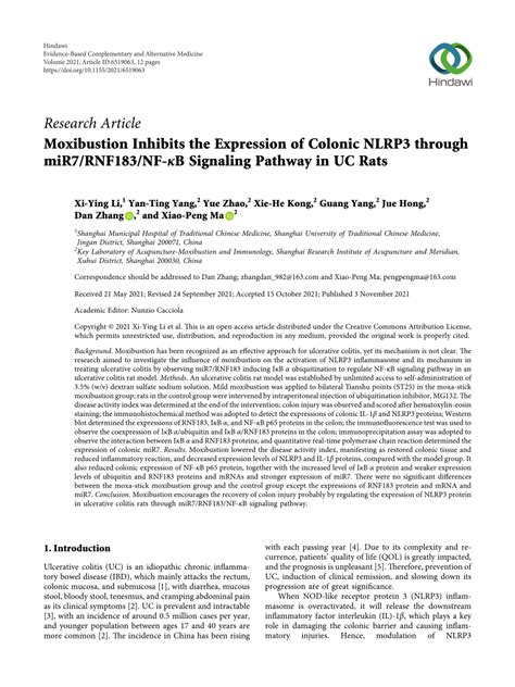 Moxibustion Inhibits the Expression of Colonic NLRP3 through