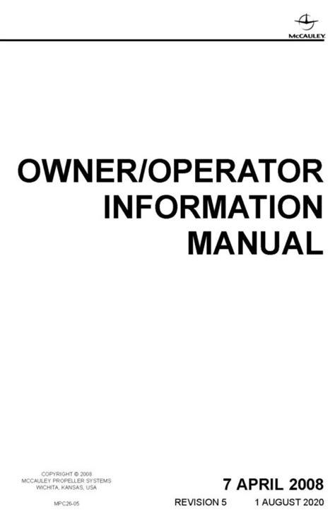 Mpc 26 propeller owner operator information manual. - Cette famlle qui vit en nous.