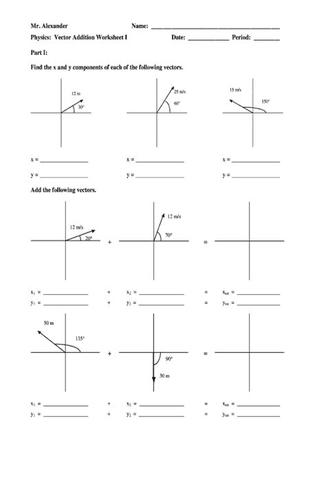 Mr Alexander Physics Vector Addition Worksheet 1 Answers Thekidsworksheet