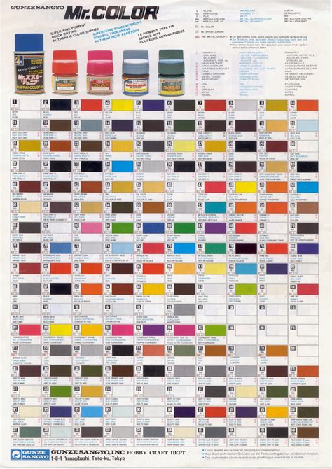 Mr Color Paint Chart PDF
