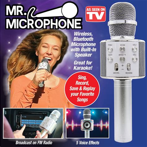 Mr microphone. Mr Microphone by Ronco was the first mass marketed microphone with a built-in FM transmitter in the 1970s. Eventually those patents expired, opening the doo... 