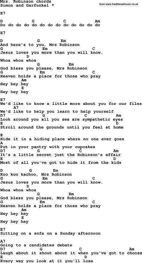 Mrs robinson lyrics. Things To Know About Mrs robinson lyrics. 