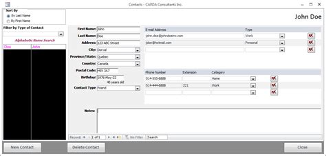 Ms Access Contact Database Template Sample Developers Hut