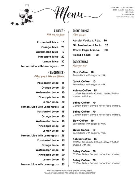 Ms Word Menu Template Colona.rsd7 throughout Cocktail Menu Template